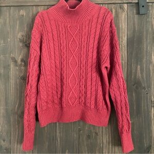 Banana Republic Cranberry Cable Knit Mock Neck Sweater Women’s Medium